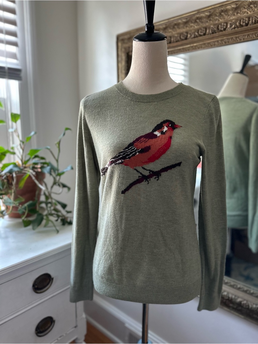 Novelty Sweater Bird Lambswool blend Talbot’s robin cottagecore cozy fall top